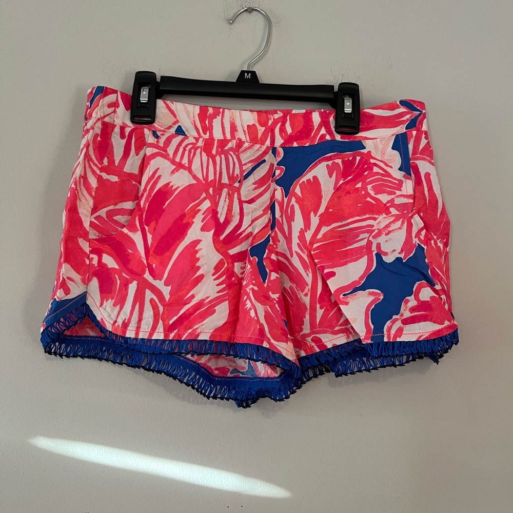 LILLY PULITZER Women’s COCOA SHORTS In TIKI PINK BEACH BLISS FRINGE Pink